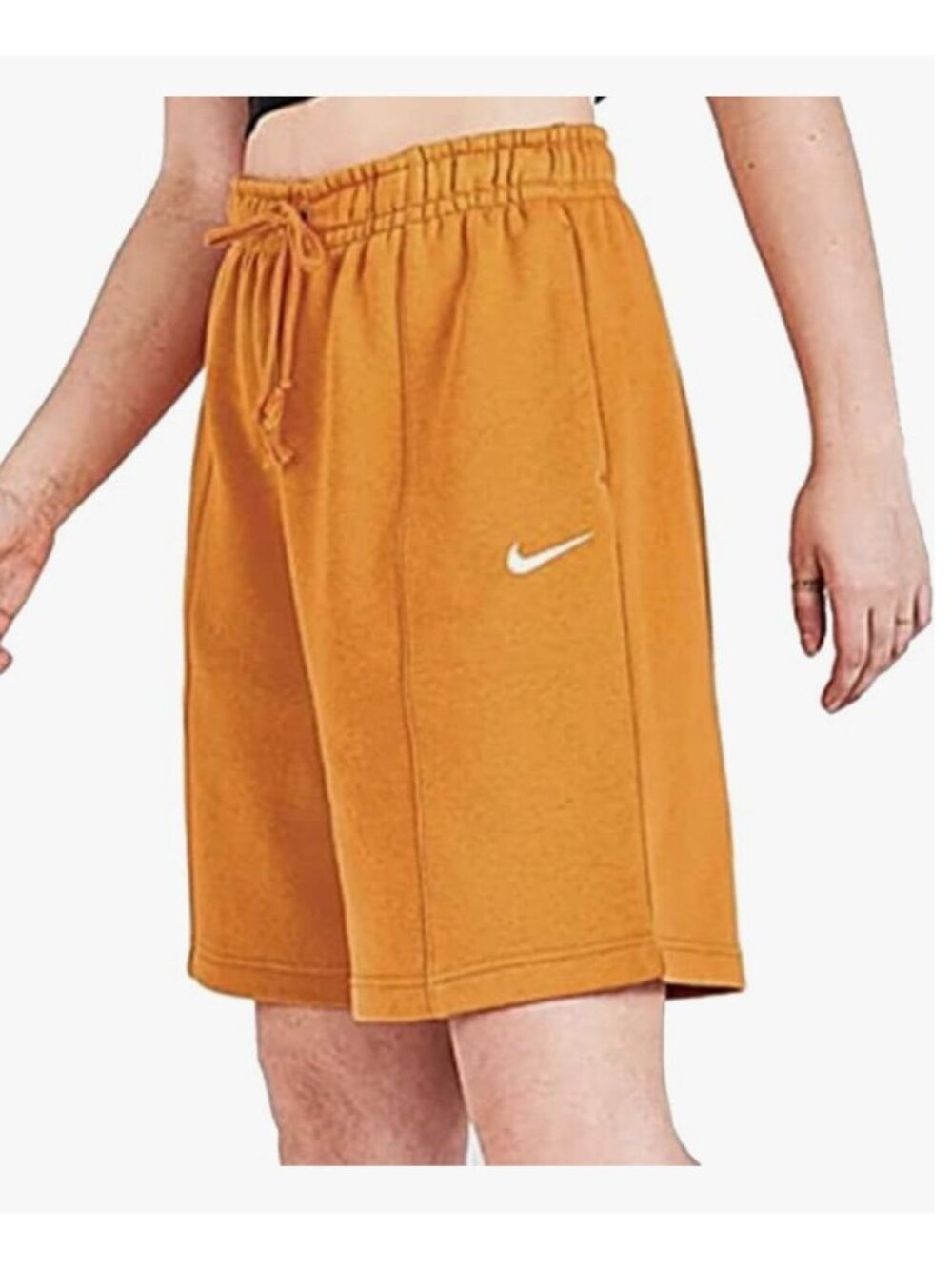 Nike Fleece Essential Shorts Womens Medium Orange High Rise 6 Inch Inseam New‎